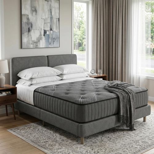 Corsicana Nights Bridge 12 Inch Plush Hybrid Mattress King Size, Memory Foam Mattress, Graphite Gel Cooling Layer
