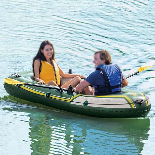 Inflatable Boat with Oars, PVC Inflatable Marine Boat Air Mattress Heavy Duty Inflatable