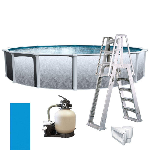 In The Swim 18' Round Above Ground Swimming Pool - Weekender Plus Package | Featuring: Sand Filter, Pump