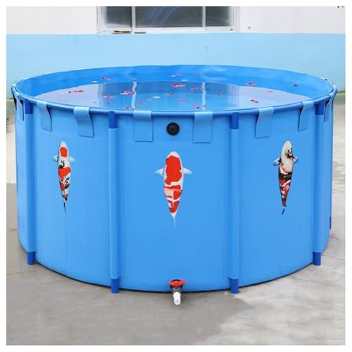 Collapsible Fish Pond, 3x0.8m Thick Canvas Above Ground Pool for Koi, Outdoor Storage, Pet Bathing & Kids Wading,