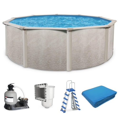 Aquarian 24'x52 Above Ground Round Pool Kit w/Pump & Accessories, Phoenix | Steel Frame - Heavy-Duty Outdoor