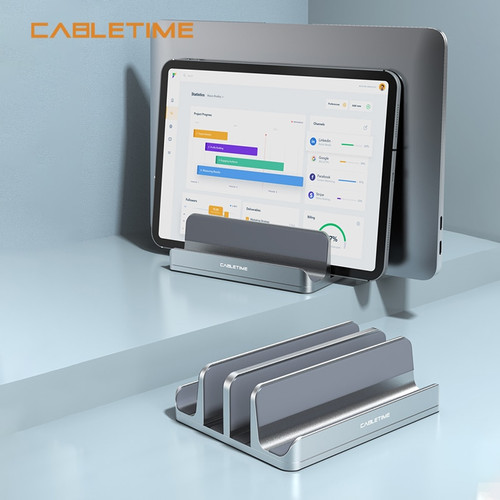 Cabletime Vertical Laptop Stand Holder Aluminum Adjustable Notebook Stand Laptop For MacBook Pro Tablet Stand Book Holder N301