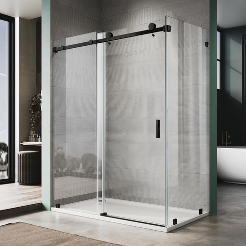W x 76" H Frameless Corner Sliding Shower Door