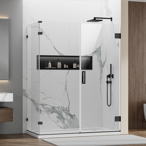 Frameless Corner Shower Door 34"x60"x75", Soft-Close Design, 304