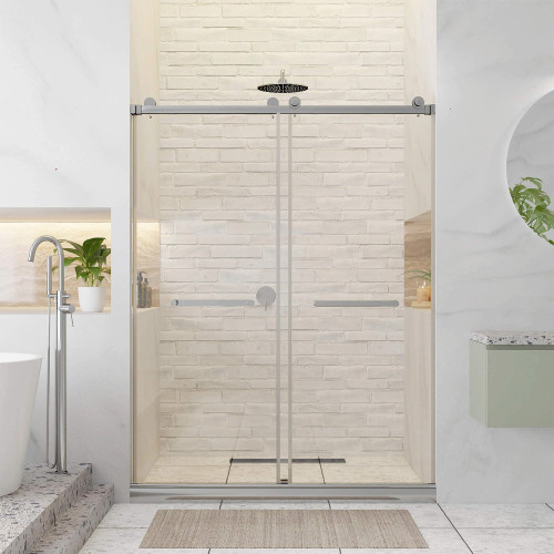 Frameless Shower Glass Door - Clear Double Sliding Shower Door