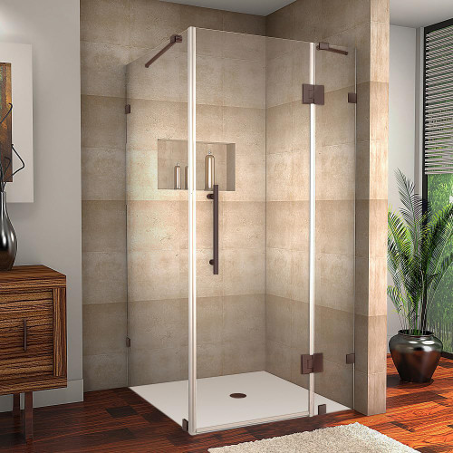 Frameless Corner Shower Enclosure in Bronze