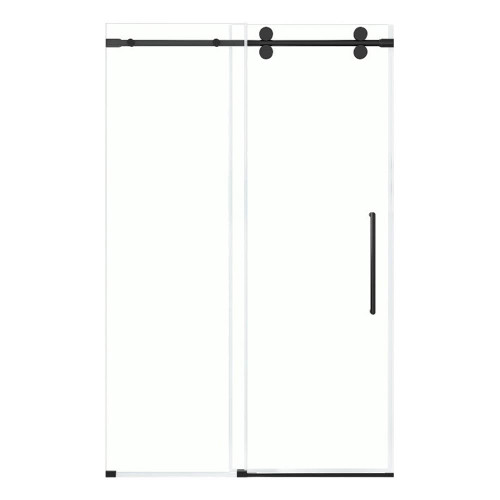 Pemberly Row Frameless Sliding Shower Door, 48"W x 74"H, Black