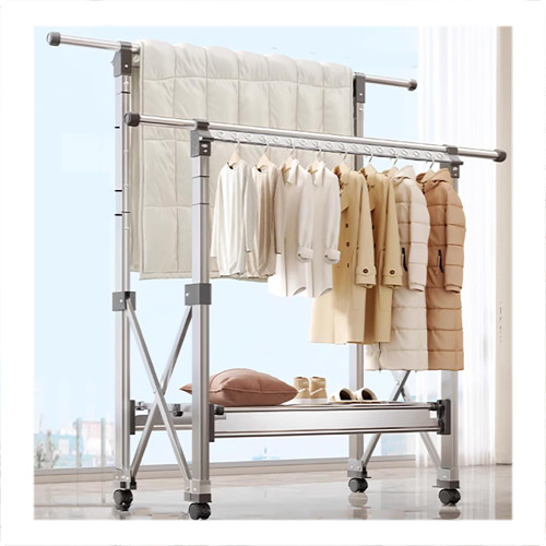 Heavy Duty 450LB Load Aluminum Clothes Drying Rack, Foldable Rolling Garment Rack, Height Adjustable & Extendable, Perfect for Blankets