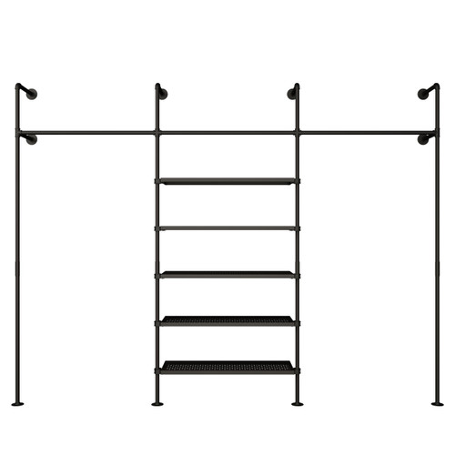 pamo Wall Mounted Clothing Rack with Metal Sheves –117" W × 87" H, 1014 lbs