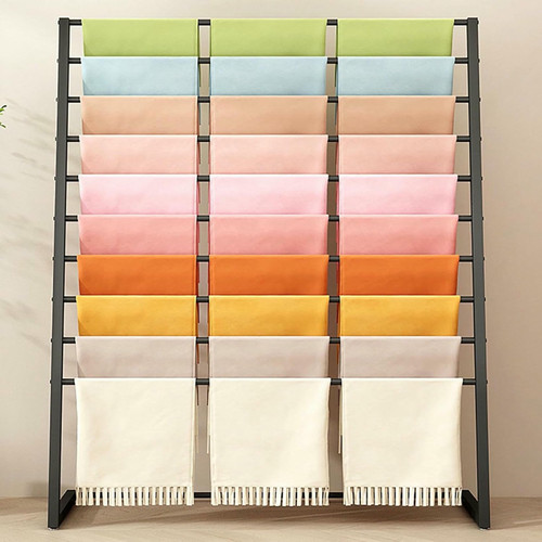 ,Large Fabric Display Rack, Metal Clothes Hanger, Commercial Wall Mount Metal Stor