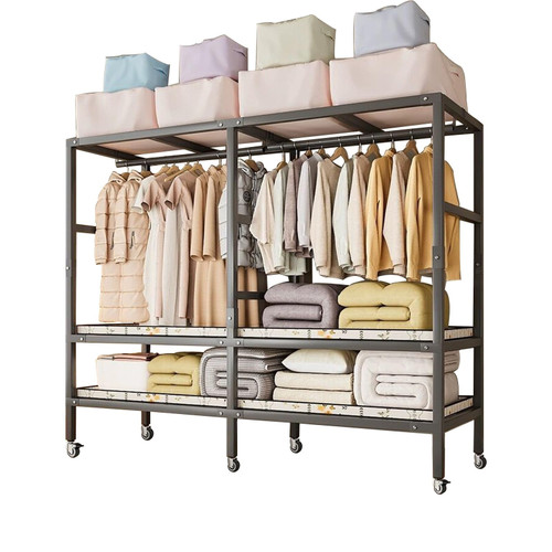 Heavy Duty Rolling Clothing Rack - 2000 lbs Capacity, Foldable Metal Organizer with Wheels