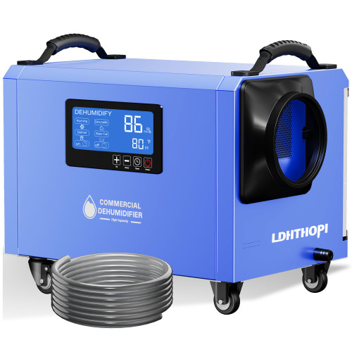 LDHTHOPI 145 Pint Commercial Dehumidifier with Drain Hose for Crawl Spaces Basements Industry Water Damage Unit Restoration