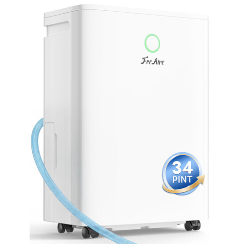 FreAire 34Pint Dehumidifier for 2500Sq.Ft With 6.56ft Drain Hose 6.56FT Drain Hose, Quiet, Compression System