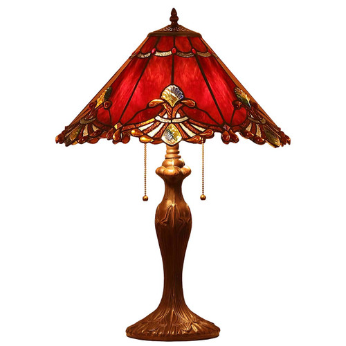 Bieye L10024 Baroque Tiffany Style Stained Glass Table Lamp with 17 inches Wide Handmade Lampshade for Bedside