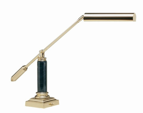Portable Fluorescent Piano/Desk Lamp, Polished Brass and Black Marble