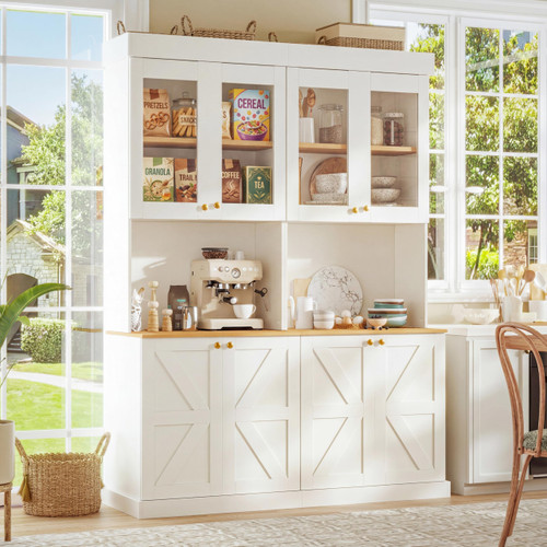 Large Storage Cabinet with Microwave Stand for Living Room & Kitchen