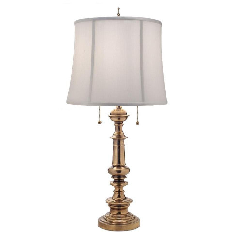 Stiffel 32 Inch High Burnished Brass Double Pull Chain Table Lamp