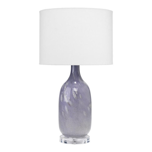 Eden Home Transitional Table Lamp, 26" Glass and Acrylic Base, Lavender Purple Finish, Off White Linen Shade