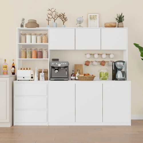 Large Kitchen Hutch Cabinet with Microwave Stand