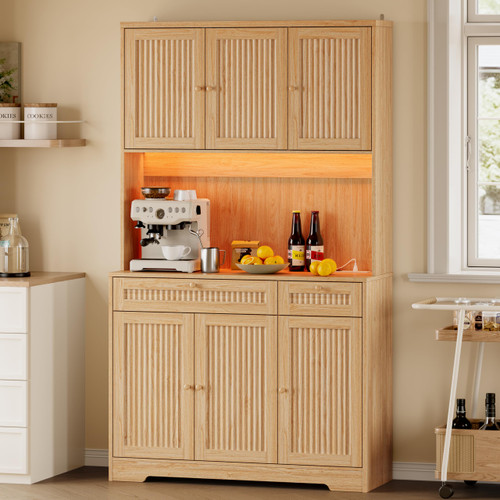 Tall Kitchen Pantry Storage Cabinet with Microwave Stand