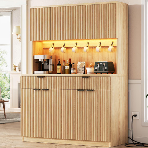 71'' Tall Kitchen Food Hutch with Microwave Stand for Dining Room Living Room