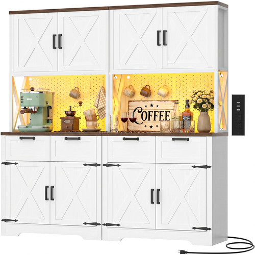 Kitchen Pantry Cabinet with Microwave Countertop