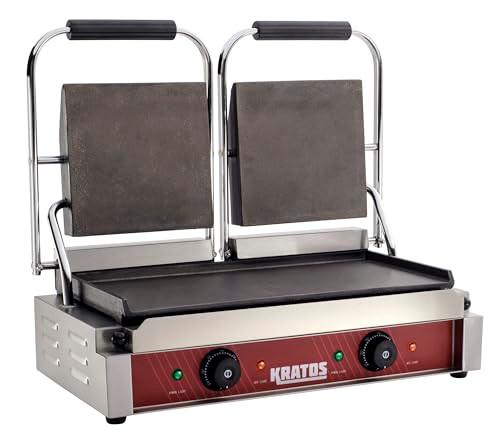Commercial Electric Panini Sandwich Grill with Smooth Plates