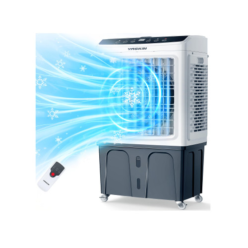VAGKRI 2800 CFM Swamp Cooler, 35" Evaporative Air Cooler with 9.2Gallon 120°Oscillating Air Cooler with Remote Control