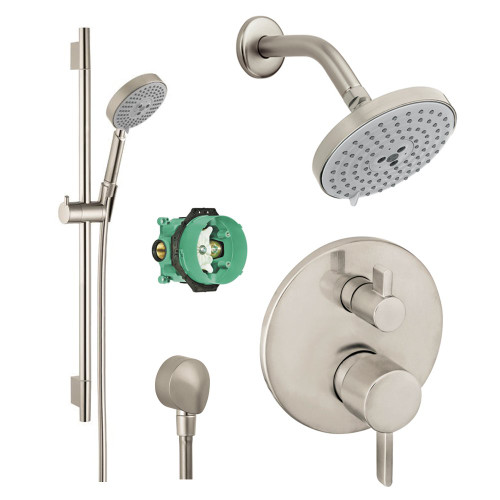 Handshower Wallbar PBV Trim with Diverter and Rough, Brushed Nickel