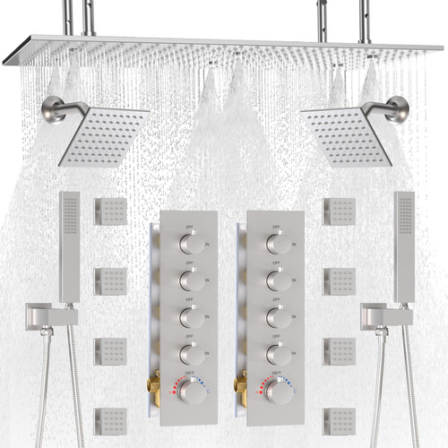 System, 16x32" Rain and 6" Side Shower Heads, 4-Way Diverter
