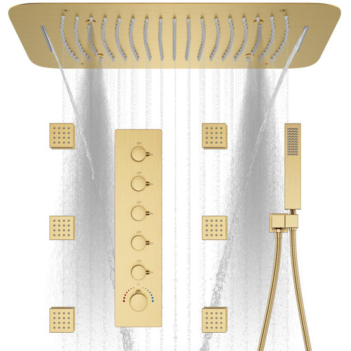 Thermostatic Shower System with 6 Body Jets