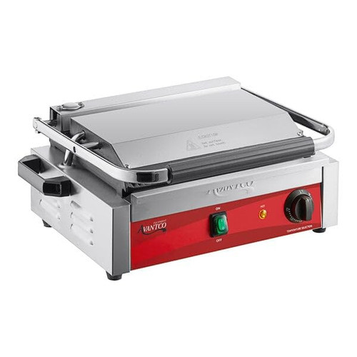 Commercial Panini Sandwich Grill with Grooved Plates