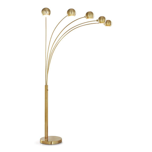 HOMEGLAM Orbs 5 Lights Arc Floor Lamp, Dimmer Switch, Bulbs Included (Antique Brass)