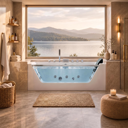 Whirlpool Bathtub, Acrylic Rectangular Soaking Tub