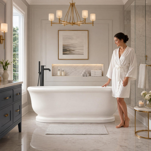 Contemporary Stone Resin Freestanding Bathtub