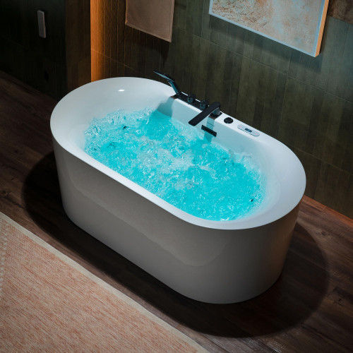 1/2" Compact Whirlpool & Air, Heated Bathtub with Faucet