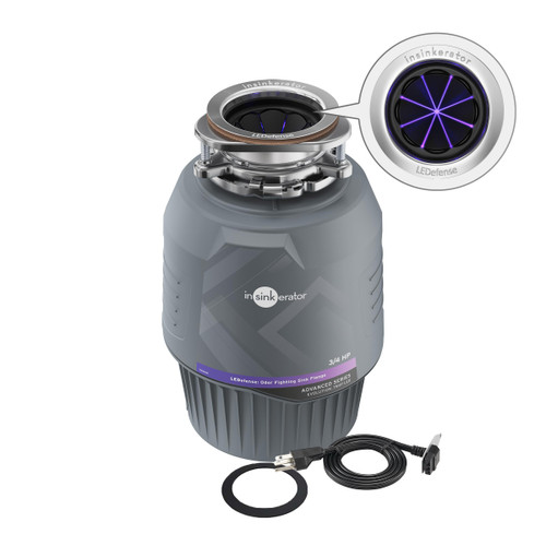 Evolution .75HP LED Garbage Disposal & Antimicrobial Flange