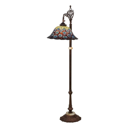 61InchH Tiffany Peacock Feather Bridge Arm Floor Lamp Elegant Floor Lamp Stained Glass