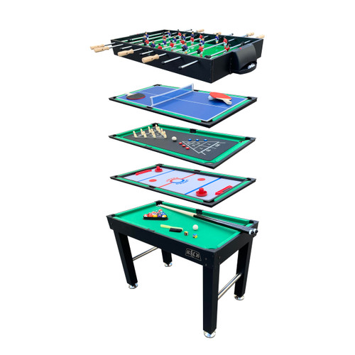 KICK Hexad 48" 6-in-1 Multi Game Table Foosball, Billiards/Pool, Glide Hockey, Ping Pong