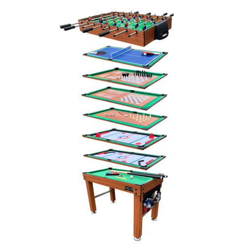 KICK Decagon 55" 10-in-1 Multi-Game Table, Brown