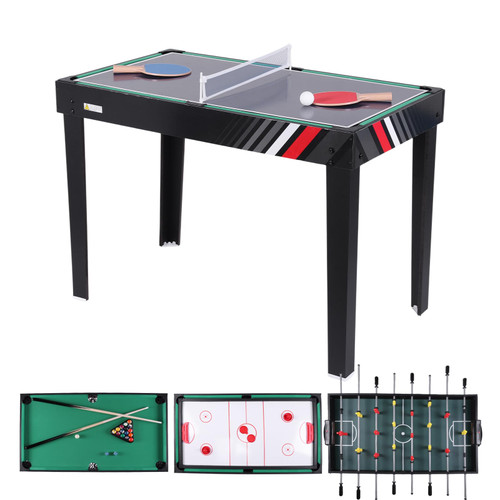 4-in-1 multi game table: football, billiards, ice hockey, table tennis for family fun