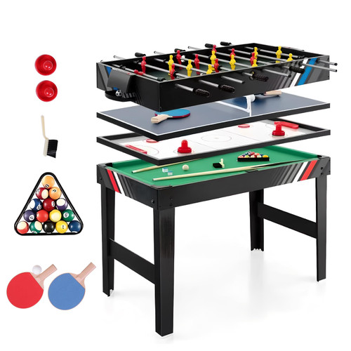 Generic 4-in-1 Combination Game Table with Football Billiards Ice Hockey Table Tennis