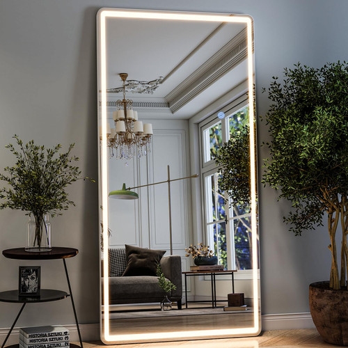 GLSLAND 34x76 inch Full Length Mirror with Lights, LED Full Body Mirrors