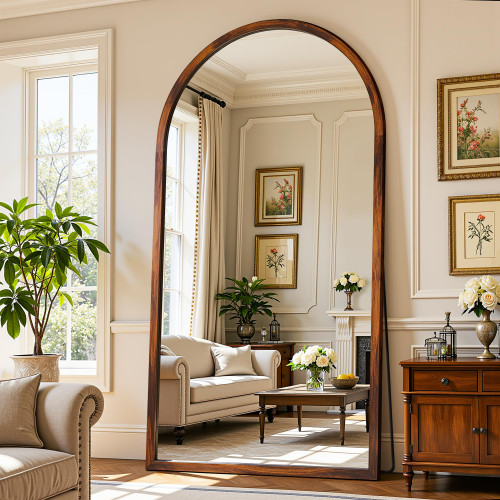 Full Length Mirror 76"×41" Floor Mirror Standing Tall Mirror, Arched Stand up Large Wall Mirrors