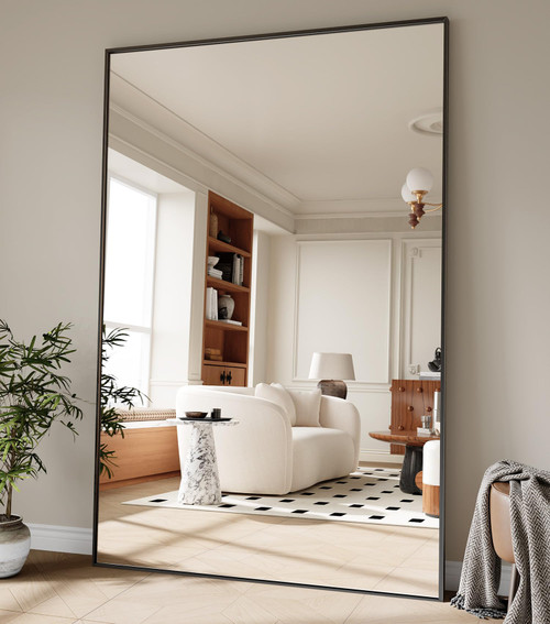 Koonmi 86"x40" Floor Mirror Full Length, Large Black Mirror