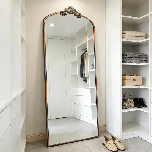 36x66 Inch Vintage Arched Floor Mirror Metal Framed Mirror Dressing Mirror Oversized Wall Mirror, for Entryway
