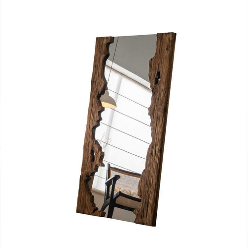 interoknack Vintage Solid Wood Full-Length Mirror, Creative Floor Standing Dressing Mirror for Home, Hotel, Boutique
