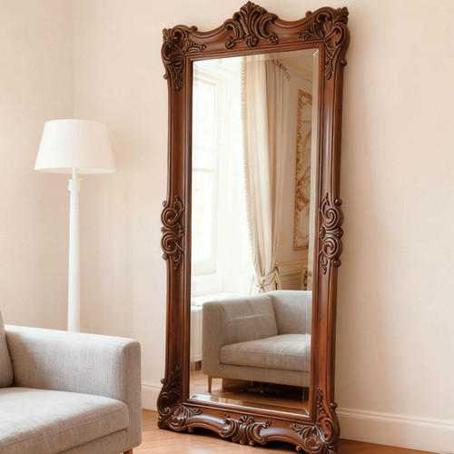 Free Standing Large Dressing Full Body Floor Mirror with Wood Frame, for Entryway, Living Room, Bathroom 90x200cm
