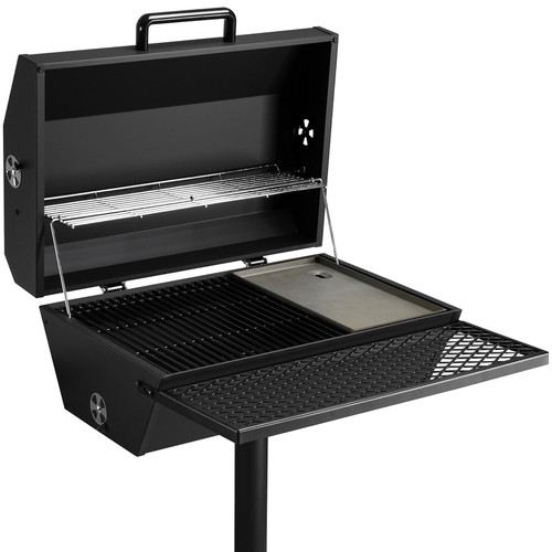 Deluxe Park Style Charcoal Grill with Griddle & Lid, 24-Inch
