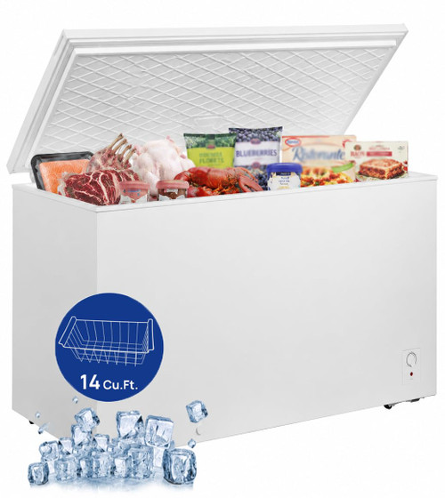 Deep Freezer Chest 14 Cu.Ft, Removable Basket, Adjustable Thermostat